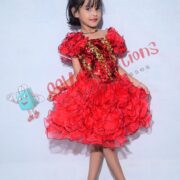 Red Gold Sitara Western Dress (For Girl)